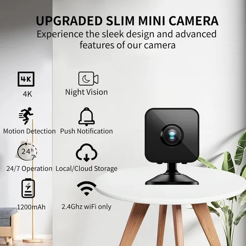 Miniatura 2 de Mini cámara de seguridad inalámbrica 4K HD pequeña cámara magnética inteligente para el hogar, cámara WiFi micro cámara con detección de movimiento