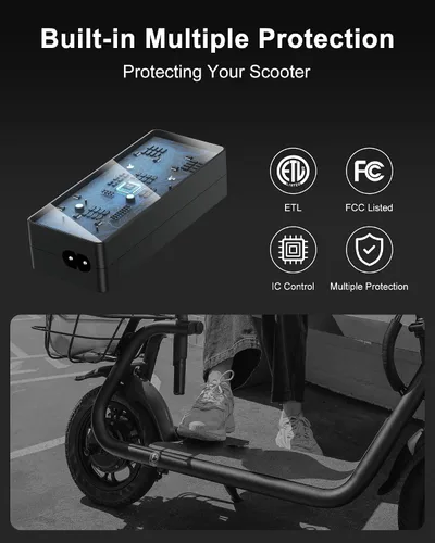 Miniatura 5 de VHBW Cargador Phantomgogo de 42 V compatible con scooter eléctrico R1, protección de seguridad inteligente, carga rápida, indicador LED, reemplazo