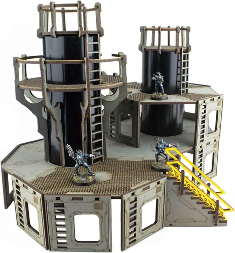 Miniatura 5 de War World Gaming Industry of War Refinery 1 – Prepintado – 1.102 in Sci-Fi Wargaming Terrain Modelo Diorama Scenery Sci-Fi Batalla Mesa Guerra
