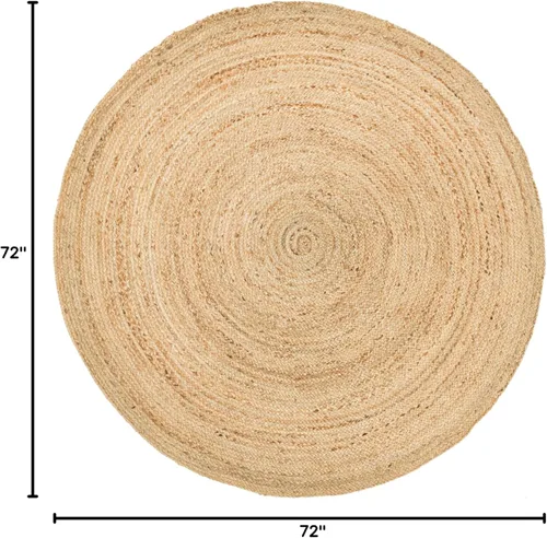 Miniatura 3 de HOMEMONDE Alfombra redonda de yute natural de 6 pies - Alfombra de área vintage trenzada tejida a mano reversible estilo granja rústico y bohemio