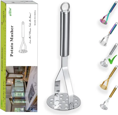 Berglander - Triturador de patatas de acero inoxidable, resistente metal para papas, triturador de alimentos, triturador de mano, para verduras,