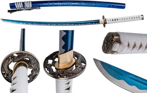 Miniatura 2 de Samurai Katana,1060 acero de alto carbono,Acero T10,Acero de Damasco,Aleación Tsuba,Mango de madera maciza