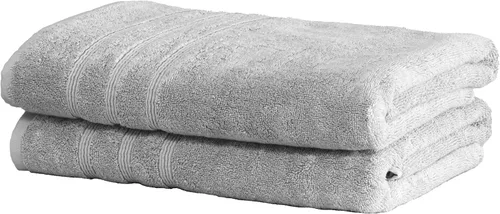 Miniatura 55 de Mosobam Juego de 4 toallas turcas de lujo de 35 x 70 pulgadas, color gris claro (gris), viscosa de bambú de 24.69 oz/m² y algodón peinado turco