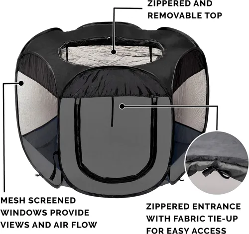 Miniatura 4 de Furhaven Corral Portátil para Perros Carpa para Gatos, Parque de Juegos para Mascotas, Perrera plegable interior exterior jaula para cachorros