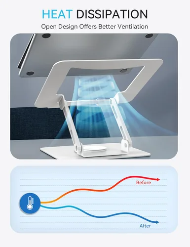 Miniatura 7 de SOUNDANCE - Soporte para laptop con base giratoria de 360°, elevador ergonómico para computadora para escritorio, altura ajustable multi-ángulo