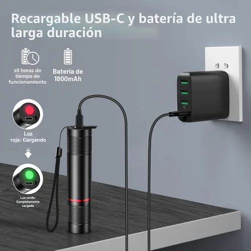 Miniatura 5 de Blukar Linterna recargable, linterna de alto lúmenes, linterna LED pequeña súper brillante - Con zoom, brillo ajustable, de larga duración