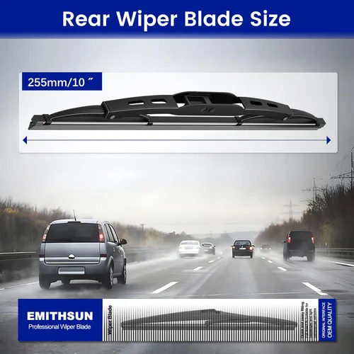 Miniatura 3 de EMITHSUN® Repuesto de limpiaparabrisas trasero de 10 pulgadas para Chevrolet Trax 2013-2023, Ford Escape 2001-2007, Buick Encore 2013-2022, repuesto