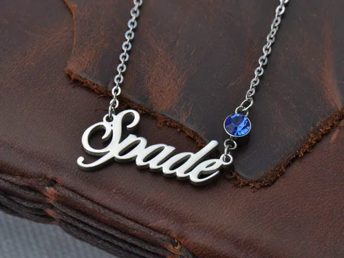 Miniatura 2 de LikeFun Joyería con nombre personalizado con colgante de piedra natal, regalos en plata para My Girl, Acero inoxidable, Acero inoxidable