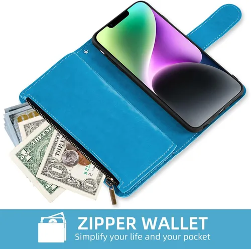 Miniatura 5 de Asuwish Funda de teléfono para iPhone 14 de 6.1 pulgadas con protector de pantalla de vidrio templado y soporte de tarjeta de crédito con tapa