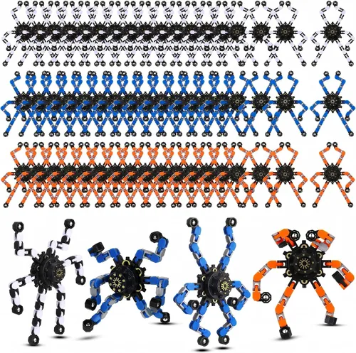 Jerify Paquete de 40 divertidos juguetes sensoriales para la ansiedad con cadena transformable, robot de dedo de juguete de bricolaje, spinners