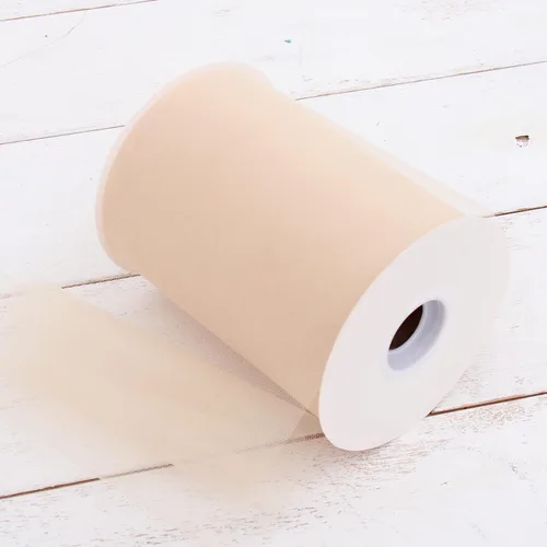 Threadart - Mega rollo de tul beige - 6 x 100 yardas (300 pies) | Soft sheer tulle on a 6 x 100yd mega roll (300ft) - for weddings, tutus, costumes,