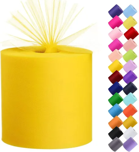 Miniatura 10 de Rollo de tela de tul, 6 pulgadas por 200 yardas (600 pies), carrete de tela de organza de tul para bricolaje, falda tutú, decoración de baby shower