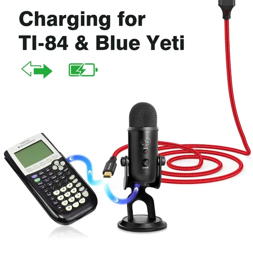 Miniatura 4 de AGVEE Paquete de 2 cables mini USB de 3.3 pies, cable de carga trenzado duradero USB-A a Mini-B para TI-84, Garmin GPS, Go-Pro Hero 4 3 2 HD, Rojo