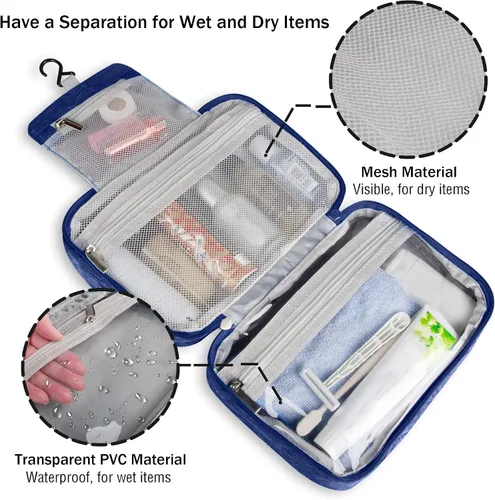 Miniatura 4 de Bolsa de aseo colgante, bolsa de viaje de gran capacidad para artículos de tocador, tela Oxford impermeable, organizador de maquillaje, bolsa