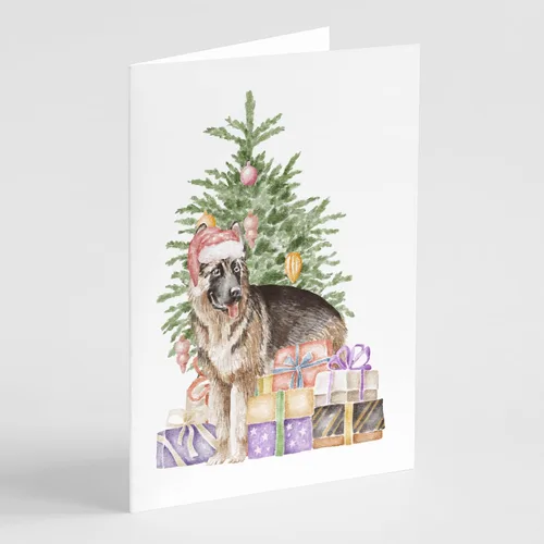 Miniatura 51 de Caroline's Treasures CK8213GCA7P Bulldog, Bulldog Inglés #2 - Tarjetas de felicitación y sobres de árbol de Navidad, paquete de 8 tarjetas en blanco