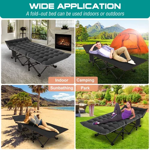 Miniatura 6 de NAIZEA Catres plegables para adultos, catre plegable con colchón, cama plegable para camping, catre militar portátil, catres de dormir Oxford