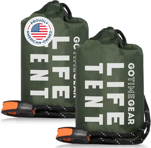 Miniatura 11 de Go Time Gear Tienda de campaña de supervivencia • Tienda de campaña de tubo de emergencia Mylar para 2 personas + Paracord • Protección para todo