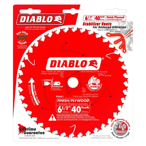 Miniatura 4 de Diablo - Hoja de sierra de acabado de alto rendimiento para madera - 6-1/2" x 40 dientes, carburo Tico - D0641X