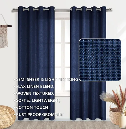 Miniatura 7 de Pitalk Cortinas de dormitorio azul oscuro de 72 pulgadas de largo con ojales, decoración náutica costera masculina, decoración náutica, Azul marino