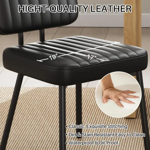 Miniatura 5 de Sillas de comedor, tapizadas de mediados de siglo, modernas sillas decorativas para cocina, comedor con asiento acolchado de piel sintética y patas
