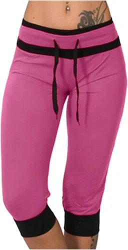 Miniatura 22 de Pantalones capri para mujer, estilo casual, de verano, elásticos, de cintura alta, pantalones de yoga, ajuste atlético, pantalones deportivos