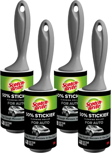 Scotch-Brite Rodillo de pelusa automático 50% más adhesivo, 4 rodillos, 48 hojas por rodillo (192 hojas en total)