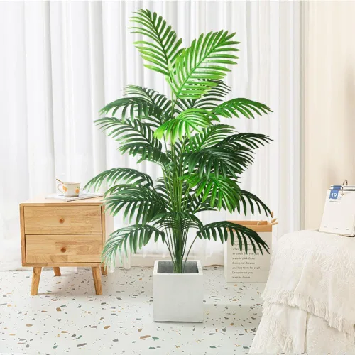 Miniatura 4 de 2 plantas artificiales grandes de 4 pies, palmeras artificiales falsas, hojas de palmera tropicales, plantas de palmera falsas, árbol alto