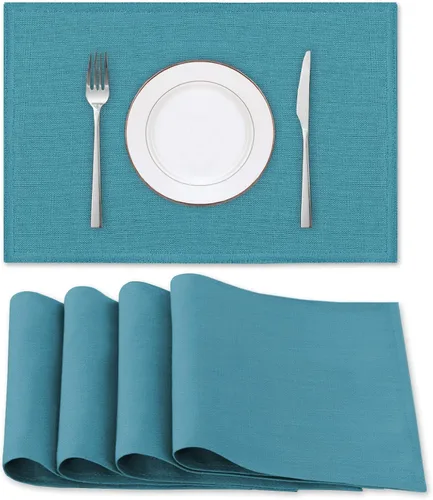 Miniatura 23 de H.VERSAILTEX Juego de 4 manteles individuales de lino de alta calidad para mesa de comedor, a prueba de derrames, impermeables, resistentes al