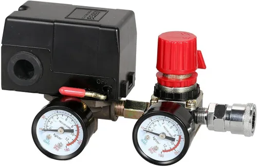 Miniatura 6 de Secbolt Válvula de control de presión de aire con manómetro regulador múltiple Compresor de aire con presostato y válvula de control de presión