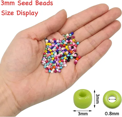 Miniatura 4 de Cuentas de semillas sueltas de color negro opaco, alrededor de 4000 piezas en caja 8/0 de vidrio para hacer joyas, agujero de 0.028 in (negro)