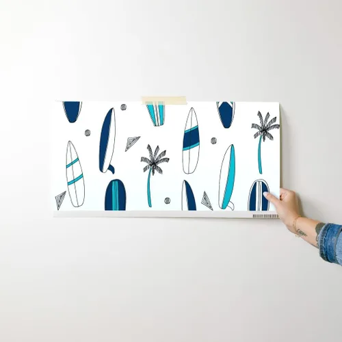 Miniatura 7 de Spoonflower Papel tapiz para despegar y pegar - Tabla de surf Tropical Verano Azul marino Blanco Playa Azul Papel pintado extraíble personalizado