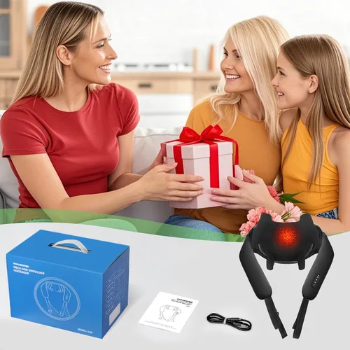 Miniatura 6 de MASGRE Masajeador Shiatsu de cuello y espalda con calor, masajeador de hombros inalámbrico mejorado de 2600mAh de amasamiento profundo 6D, almohada