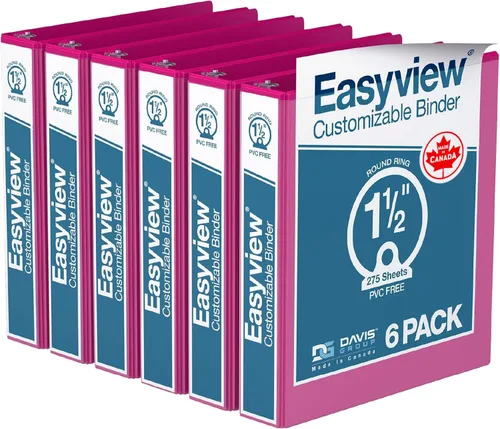 Miniatura 8 de Easyview - Carpetas prémium de 3 anillas con cubiertas transparentes y anillos redondos, carpetas para la escuela u oficina, 1 pulgada, paquete