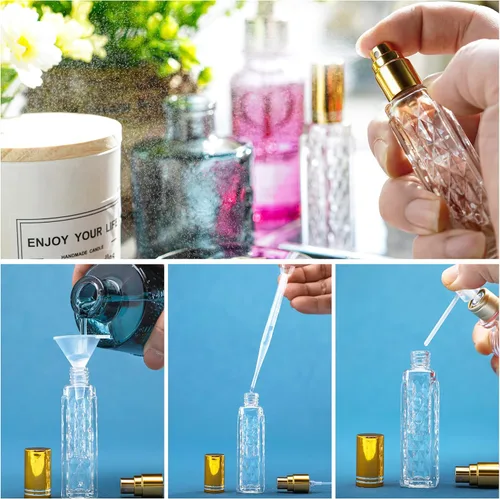 Miniatura 4 de YU FENG 12 piezas de botellas de perfume de vidrio vacías, atomizador recargable, botellas de spray de perfume, atomizador de niebla fina