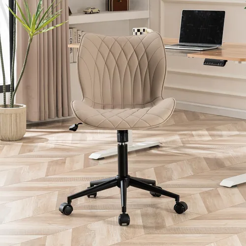 YOUNUOKE Silla de escritorio sin brazos, cómoda silla de oficina con ruedas, silla ergonómica para el hogar, sillas ajustables para computadora,
