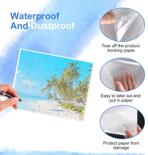 Miniatura 3 de 100 bolsillos autoadhesivos para exhibición, fundas de papel de 8.5 x 11 pulgadas, protectores de pared y comunicaciones de puerta, protector