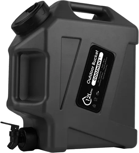Miniatura 10 de COOZMENT Contenedores de agua de 3.2 galones/5 galones con grifo, jarra de agua sin BPA, tanque de agua verde militar, contenedores