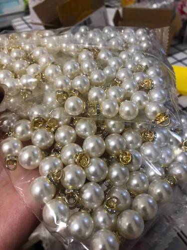 Miniatura 4 de 50 cuentas de perlas de imitación con incrustaciones de diamantes de imitación de 0.394 pulgadas, accesorios para ropa, accesorios para el cabello
