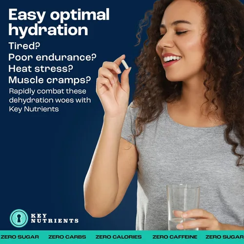Miniatura 2 de KEY NUTRIENTS Tabletas de electrolitos, 200 cápsulas, sal para deshidratación, electrolitos en ayunas, píldoras de sal con electrolitos, sin azúcar