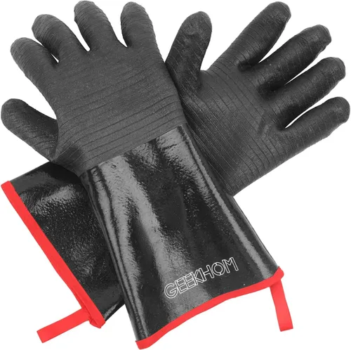 GEEKHOM Guantes resistentes al calor de 14 pulgadas 932°F para asar a la parrilla, guantes de cocina impermeables de manga larga antideslizantes –