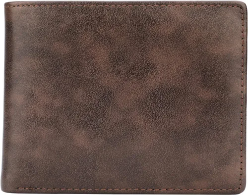 Miniatura 70 de HIMI - Cartera elegante de cuero auténtico para hombre, con bloqueo de interferencia de radiofrecuencia (RFID), con 2 ventanas para identificación