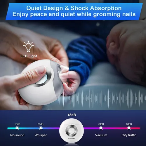 Miniatura 3 de Cortaúñas eléctrico inteligente con cabezales de doble hoja, luz LED, recortador automático de uñas, cortador de uñas y molinillo para uñas, seguro