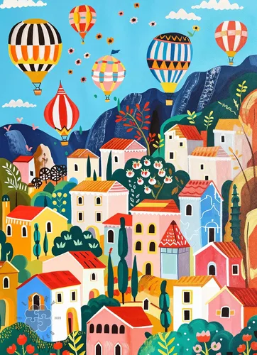 Lucky Puzzles - Rompecabezas de 1000 piezas para adultos | Hermoso rompecabezas de arte popular de globos aerostáticos de Turquía y formaciones