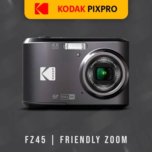 Miniatura 2 de Kodak PIXPRO FZ45 Cámara digital (negra) Paquete con tarjeta de memoria SDHC de 32 GB Clase 10 UHS-I U1 y pilas alcalinas de alto rendimiento AA
