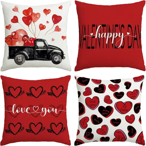 Miniatura 10 de Fundas de almohada de Navidad rosas 18x18 Juego de 4 fundas de almohada de Navidad, fundas de almohada de Navidad para sofá, sofá cama, silla