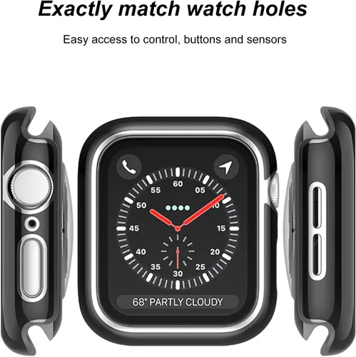 Miniatura 5 de Paquete de 4 fundas compatibles con Apple Watch de 1.614 pulgadas Series 7, protector de pantalla integrado de vidrio templado ultrafino, cobertura