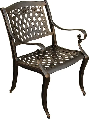 Miniatura 5 de Silla de comedor de patio de rosas negras de aluminio fundido tradicional al aire libre ornamentada