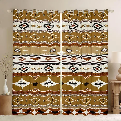 Miniatura 17 de Cortinas y cortinas occidentales de 76 x 45 pulgadas, cortinas aztecas, exóticas, nórdicas, bohemias, opacas, tribu india, geometría, étnica