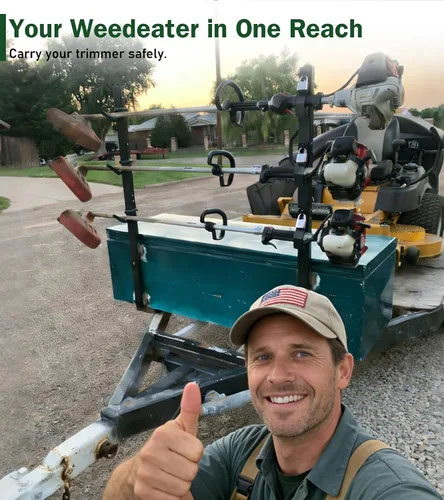 Miniatura 2 de ELITEWILL Weed Eater Rack para remolque, 3 lugares abiertos para recortadora de remolque, soporte para camión de paisajismo con 3 cerraduras