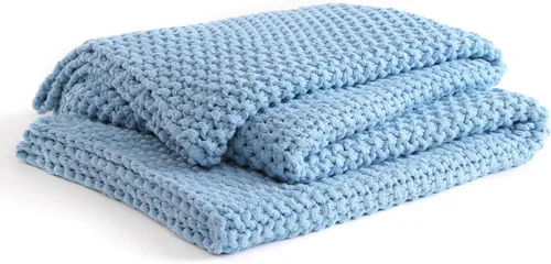 YnM Manta de Punto Grueso de Algodón, Mantas de Punto Trenzado para Cama, Sofá, Sillón, Cómoda y Relajante, Pieza Decorativa para Casa de Campo,
